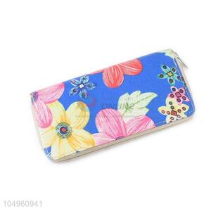 Factory Excellent Flower Printing Zipper Women's Purse Ladies Long Phone Holder