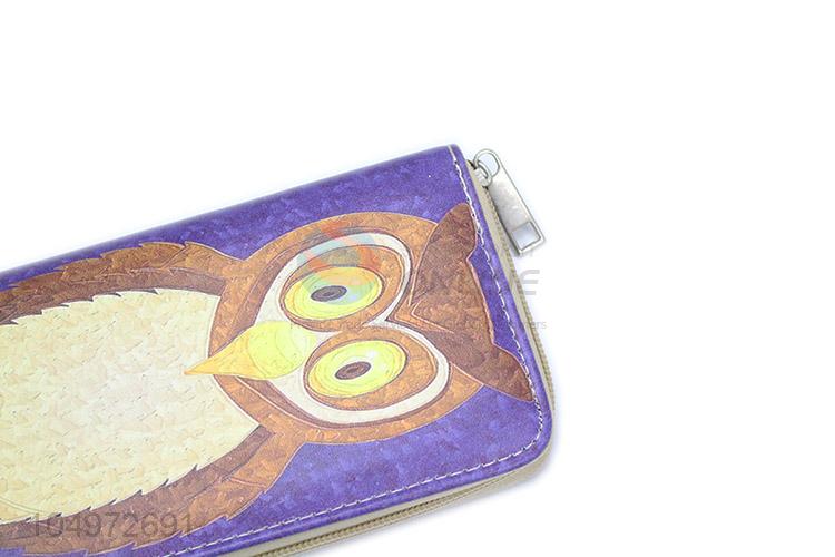 Reasonable Price Owl Pattern PU Leather Soft Long Wallets Chain Purse