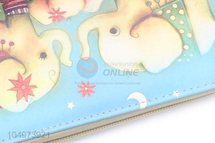 Cheap and High Quality Elephant Pattern Zipper Women's Purse Ladies Long Phone Holder