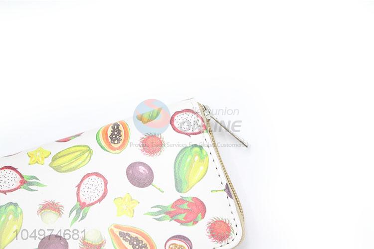 Recent Design Fruit Pattern Zipper Card Holder Ladies Clutches Women Wallet