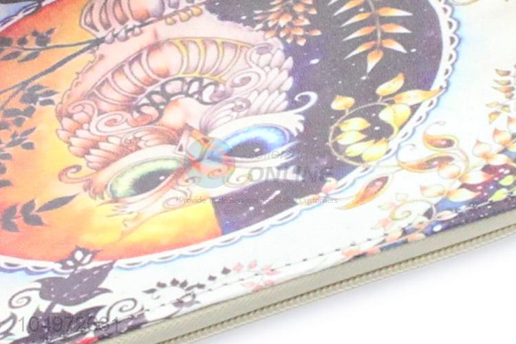 Unique Design  Owl Pattern Zipper PU Leather Coin Card Holder Wallet