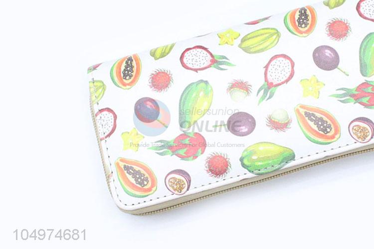 Recent Design Fruit Pattern Zipper Card Holder Ladies Clutches Women Wallet