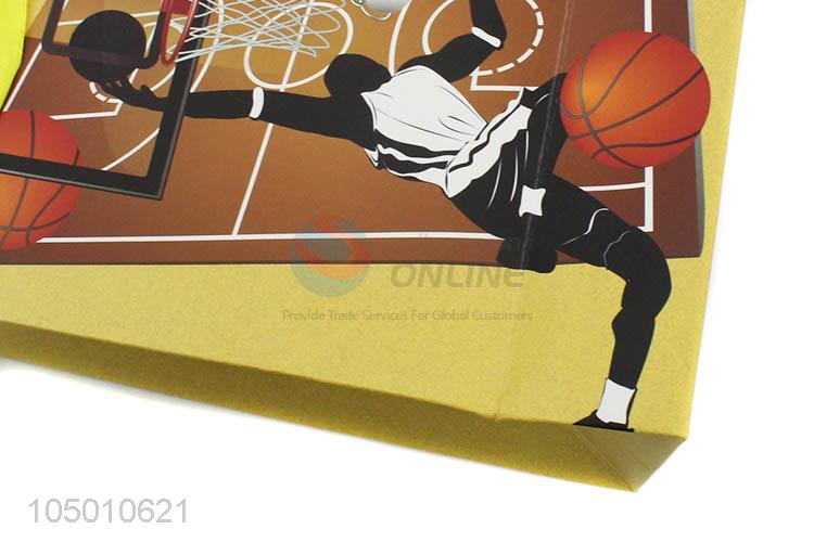 New style custom cheap basketball pattern paper gift bag with handle