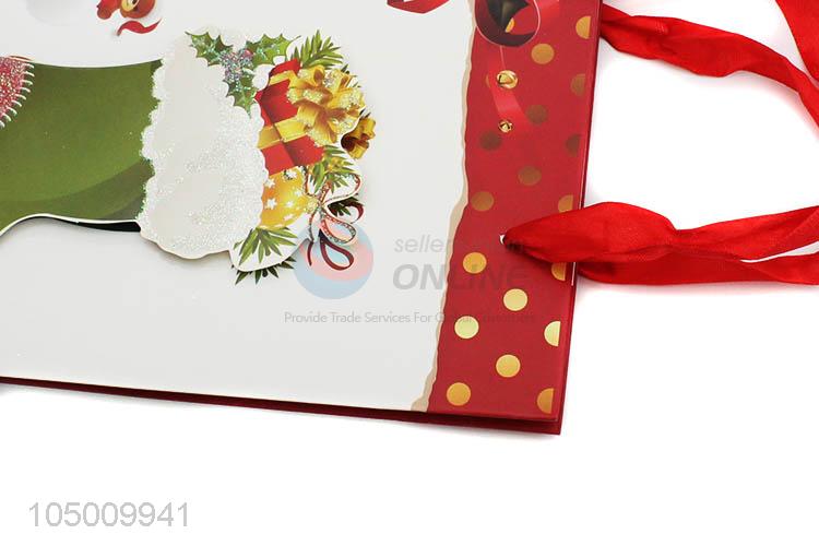 New products Chrismtas pattern paper gift bag with handle