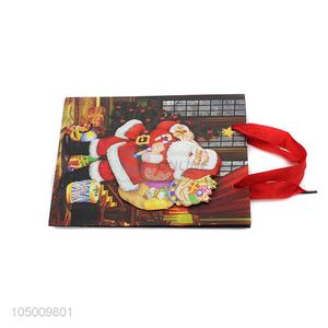 Factory customized Chrismtas pattern paper gift bag with handle