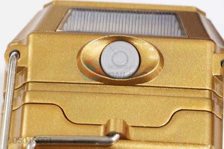 Utility and Durable Golden Color Camping Light with Solar Power Charge,USB Charge, Charging Line Charge