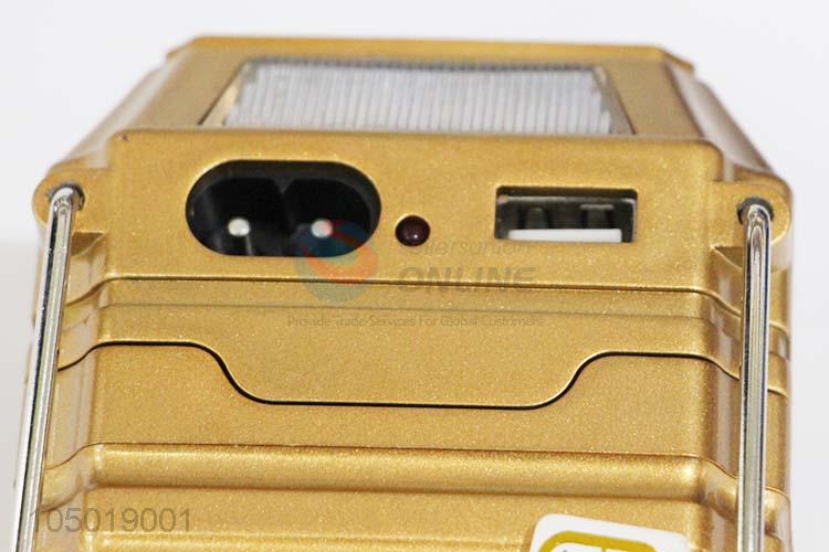 Utility and Durable Golden Color Camping Light with Solar Power Charge,USB Charge, Charging Line Charge