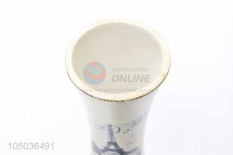 Popular Style Eiffel Tower Pattern Home Decoration Ceramic Vase