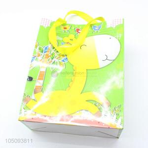 Promotional Gift Cartoon Giraffe Pattern Aper Gift Bag with Handles