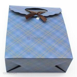 New Design Vintage Style Blue Color Check Pattern Shopping Paper Bag/Gift Bag