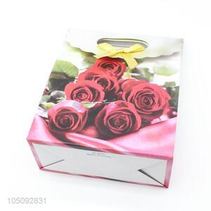 Simple Style Red Rose Printed Recycled Cheap Small Paper Gift Bags