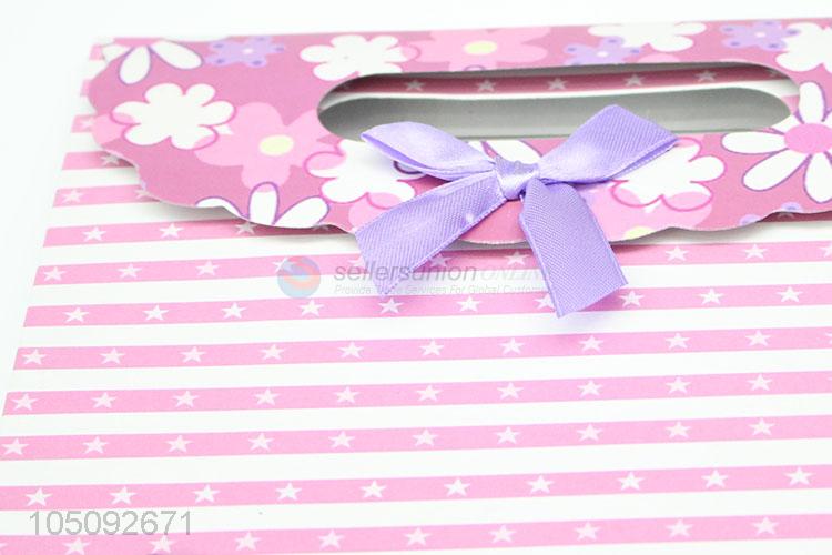 Latest Design Elegant Pink Color Flower Pattern Paper Gift Bag