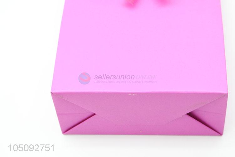 Professional Exquisite Pink Color Shopping Recycled Paper Gift Bags