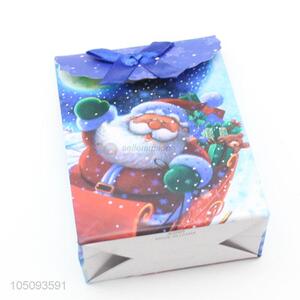 Wholesale Factory Supply Blue Color  Father Christmas Pattern Shopping Paper Gift Bag