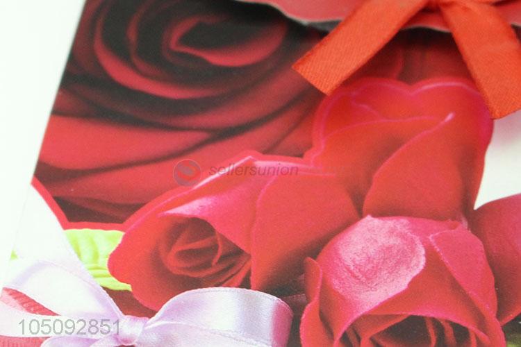 Hot Selling Red Rose Pattern Paper Gift Bag for Shopping