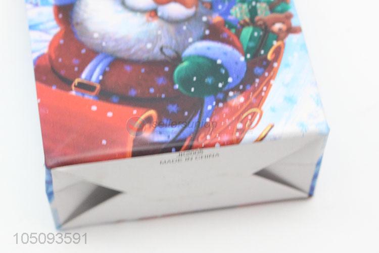 Wholesale Factory Supply Blue Color  Father Christmas Pattern Shopping Paper Gift Bag