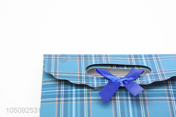 Top Quality Blue Color Check Pattern Shopping Paper Bag/Gift Bag