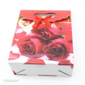 Bottom Prices Red Rose Pattern Recycled Cheap Small Paper Gift Bags