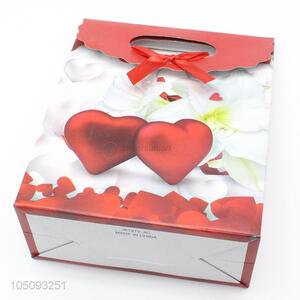 Promotional Custom Red Heart Pattern Gift Bag Shopping Paper Shopping Bag