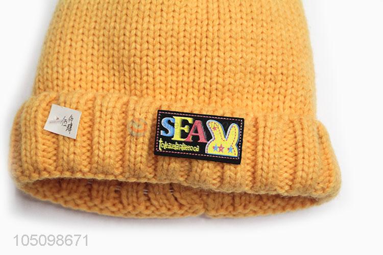 Hot New Products Kids Yellow Winter Hat Knitted Warm Cap