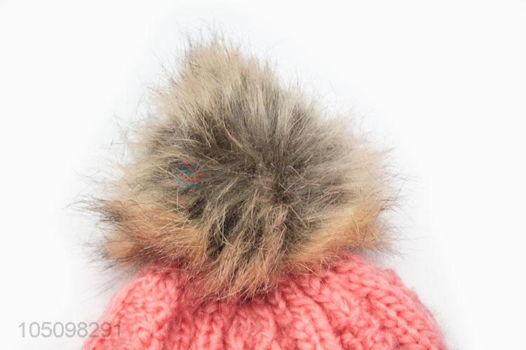 Latest Design Hair Ball Hat Korea Winter Women's Caps Knitting Cap