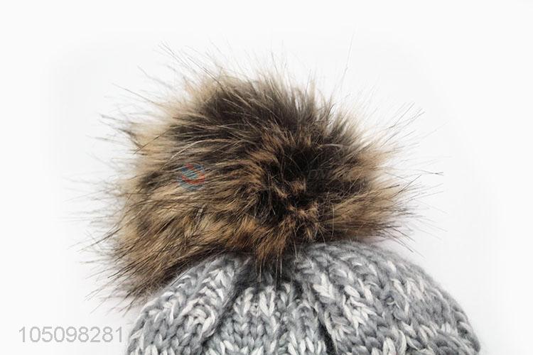 Delicate Design Adult Hair Ball Autumn and Winter Warm Cap