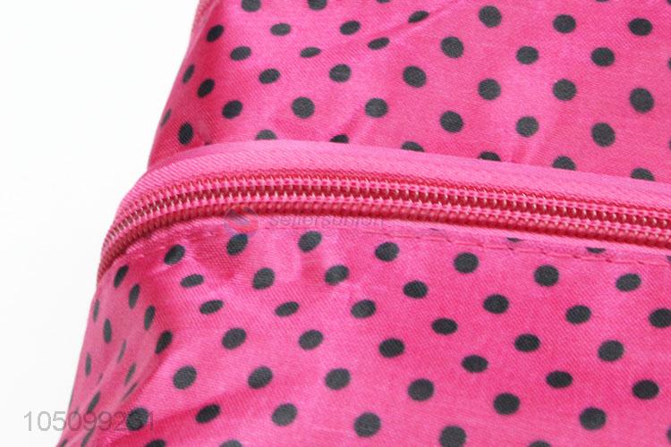 Portable Rose Red Low Price Dotted Cosmetic Bag for Sale