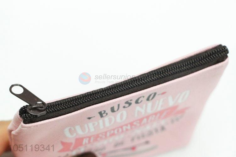 Pink Color Letter Pattern Money Bag PVC Small Coin Purse