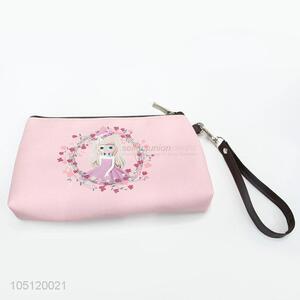 Promotional Gift Mini Pink Color Cute Girl Printed Coin Purse with Zipper