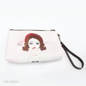 Popular Pink Color Cartoon Girl Pattern PVC Coin Purse Wallet for Sale