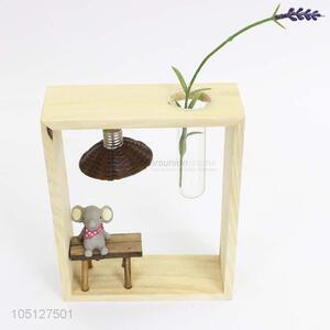 New Arrival Supply Wooden Ornament Hydroponic Transparent Glass Vase