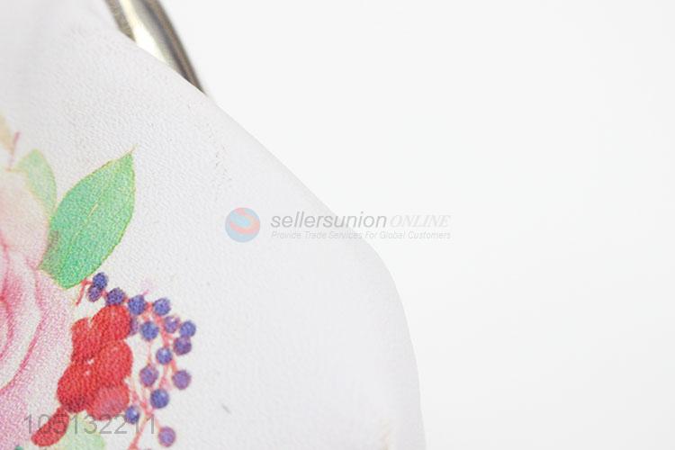 Best Selling White Color Rose Pattern PU Leather Coin Purse for Ladies