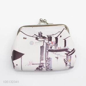 Cute Chinese Paintings PU Leather Coin Purse Wallet Bag