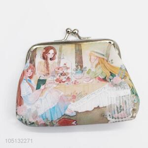 Latest Design Cartoon Girls Printed PU Leather Coin Purse for Ladies