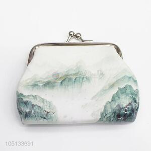 Beautiful Chinese Painting PU Leather Mini Purse/Coin Purse/Key Bag