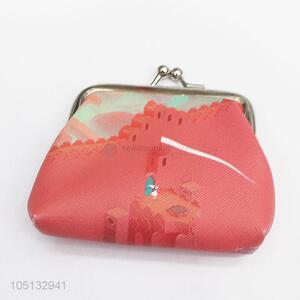 Red Color Cute Printed Small PU Leather Gift Coin Purse