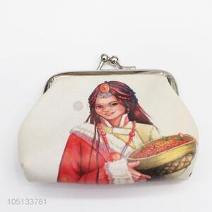 Personalized Beautiful Ethnic Girl Pattern Mini PU Leather Coin Purse