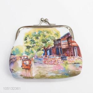 Mini Ancient Town Of Scenery Printing PU Leather Coin Purse