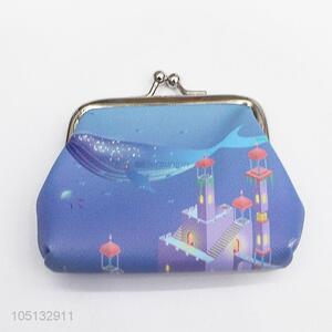 Cartoon Building And Whale Pattern PU Leather Coin Purses