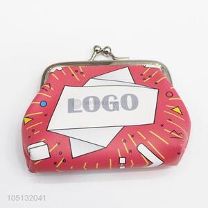 High Quality Red Color Custom Printed PU Leather Coin Purse Hasp Pouch