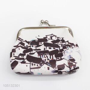 Retro Money Bag Chinese Paintings Printed PU Leather Small Coin Purse