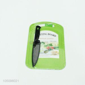 Green Color Plastic Chopping Board with Knife