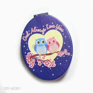 Promotional Gift Owl Printing Double-side Mirror Makeup Pocket Mirror