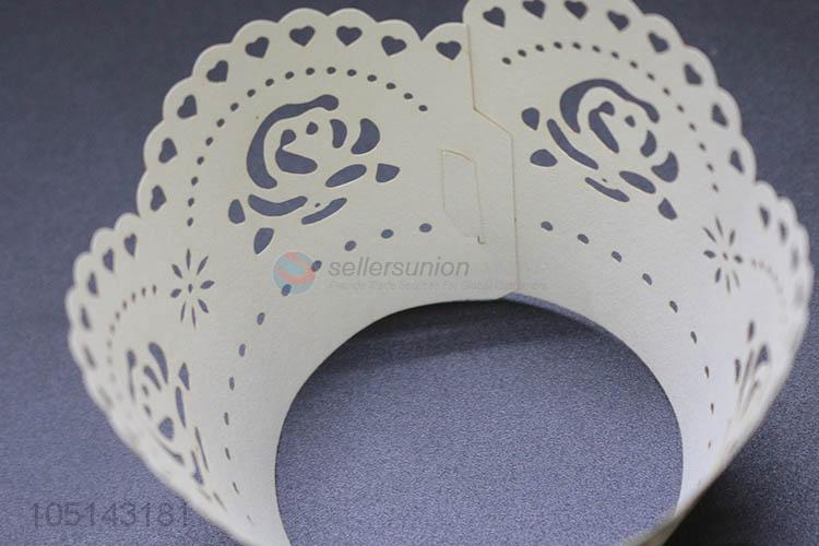 Latest design delicate laser cut paper bottomless cakecup