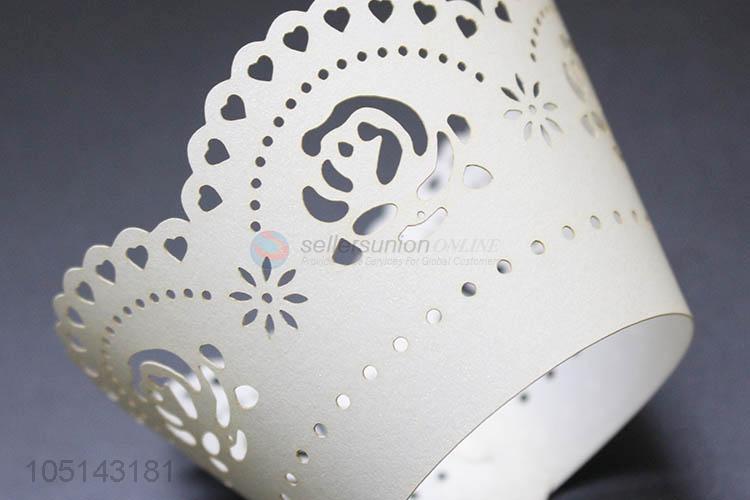 Latest design delicate laser cut paper bottomless cakecup