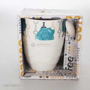 Factory Promotional Ceramic Coffee Cup Water Cup with Spoon