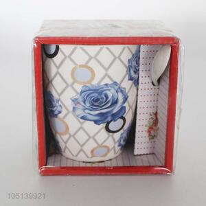 China Factory Ceramic Coffee Cup Water Cup with Spoon