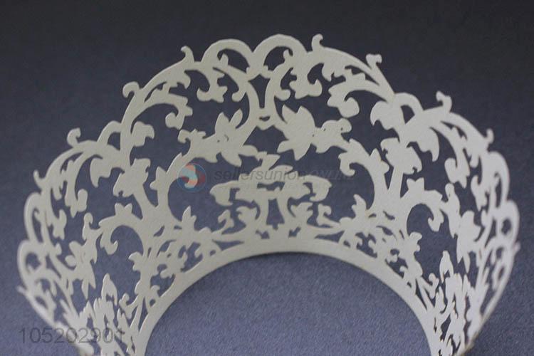 Wholesale custom cupcake wrapper laser cut paper cake holder for party decoration