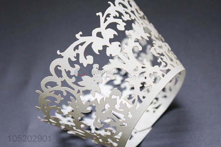 Wholesale custom cupcake wrapper laser cut paper cake holder for party decoration