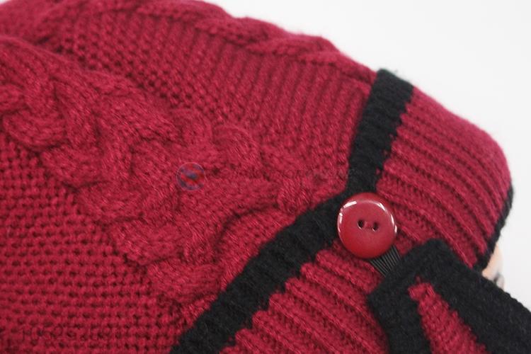 Cheap high quality red knitted cap+mouth-muffle